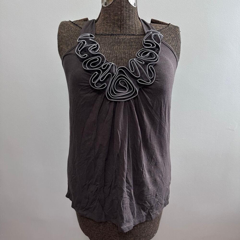 Free Generation olive green ruffle tank size L